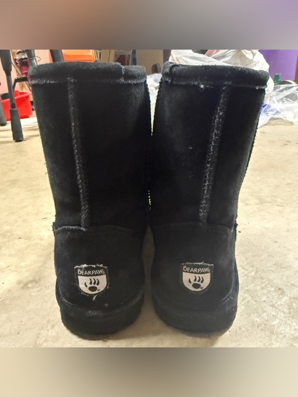 BEARPAW Elle Youth Black Suede Winter Boots Size youth 5